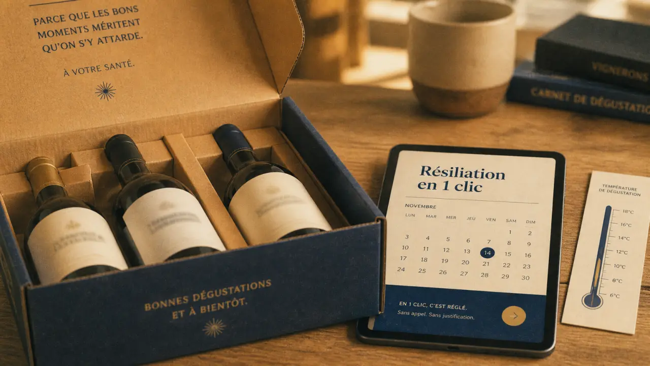 Abonnement vin sans engagement : résiliation en 1 clic