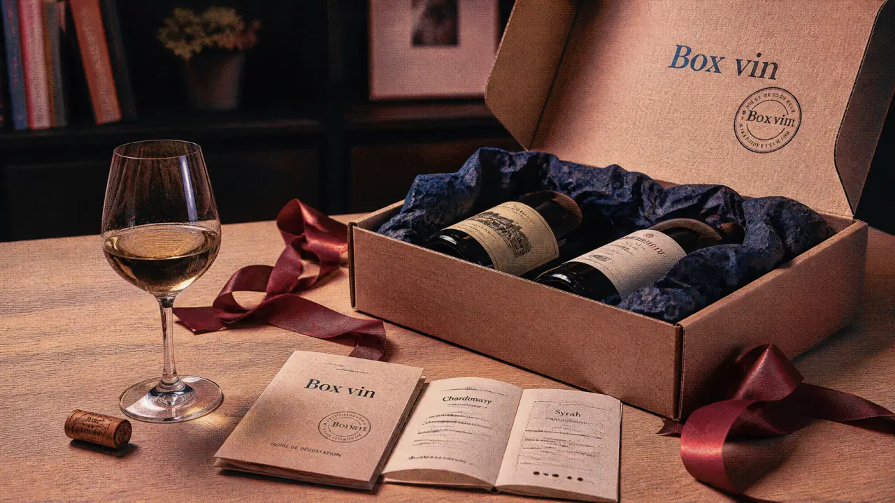 Box vin cadeau sur table : coffret à offrir