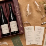 Box vin cadeau femme ouverte avec dégustation et accords
