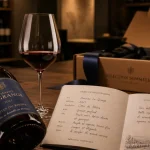 My vitibox : bouteille, verre et fiche de dégustation en cave œnologique