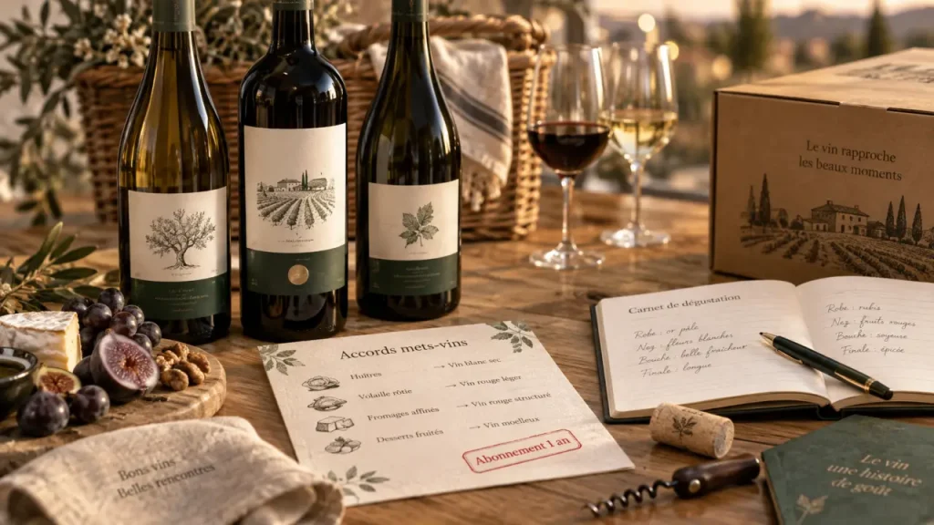 Abonnement annuel vin : cadeau durable ou contrainte 12 mois, bouteilles et carte d’accords