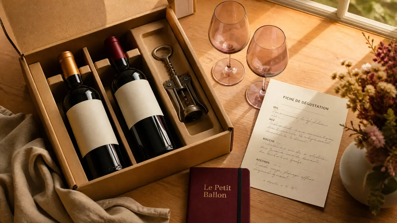 abonnement vin le petit ballon : coffret découverte sur table