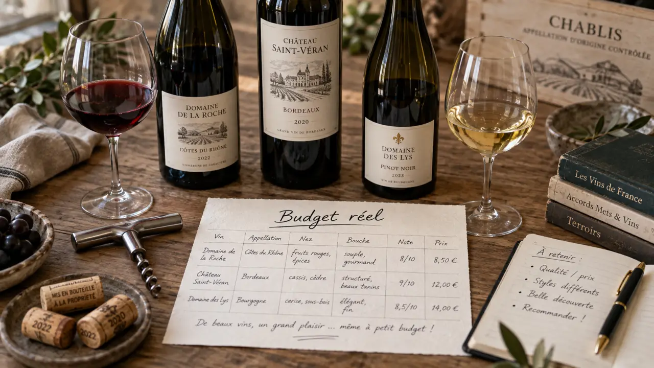 Abonnement vin tous les mois, budget réel, bouteilles et fiche de dégustation