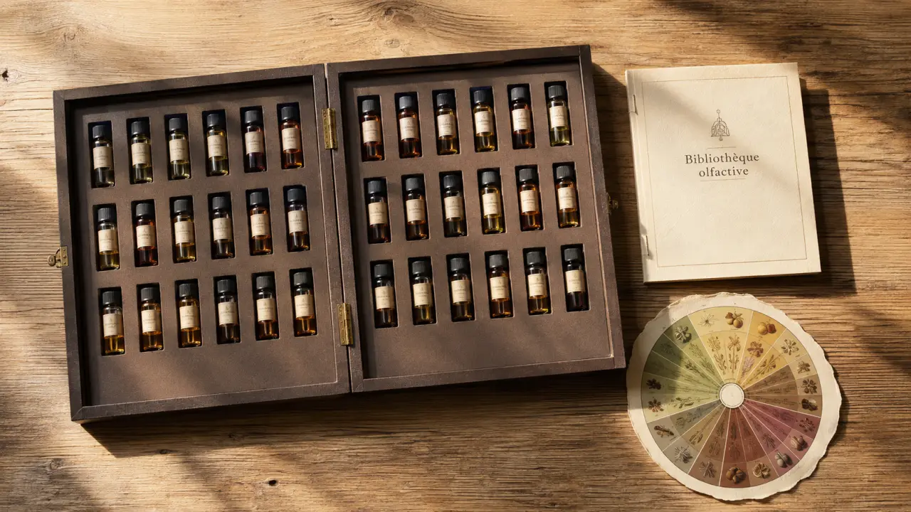 aromes du vin coffret ouvert avec livret et roue des arômes