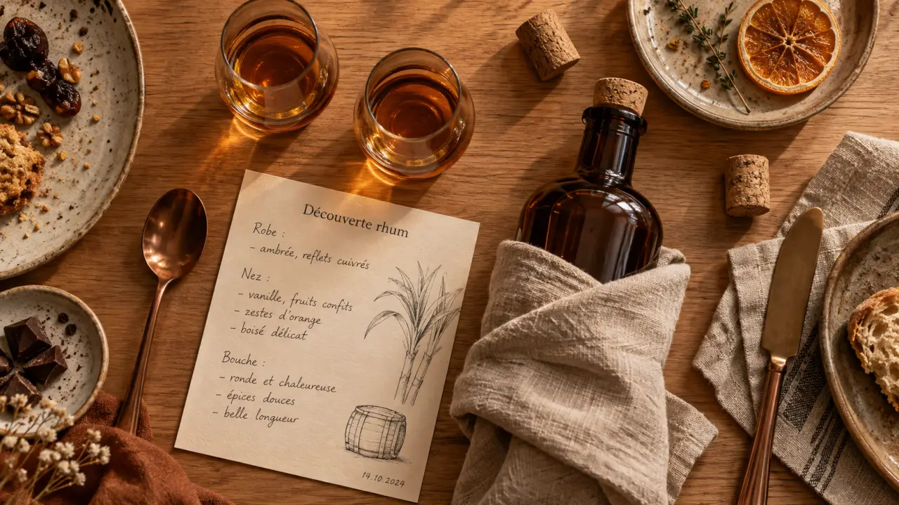 Box rhum : mini-verres de dégustation et bouteille de rhum