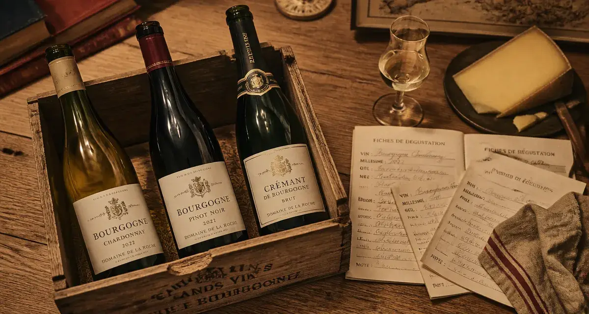 Coffret cadeau degustation vin bourgogne : bouteilles et verres de dégustation