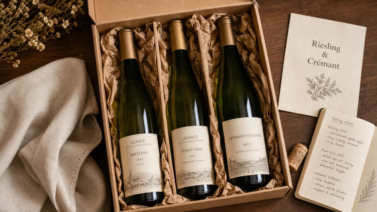 coffret cadeau vin alsace avec riesling, crémant ou gewurztraminer