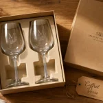 Coffret verre a vin personnalisé, gravure sur coffret verre