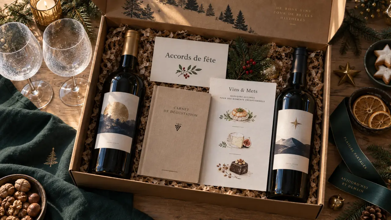 coffret vin cadeau noel : bouteilles, verres et accords de fête