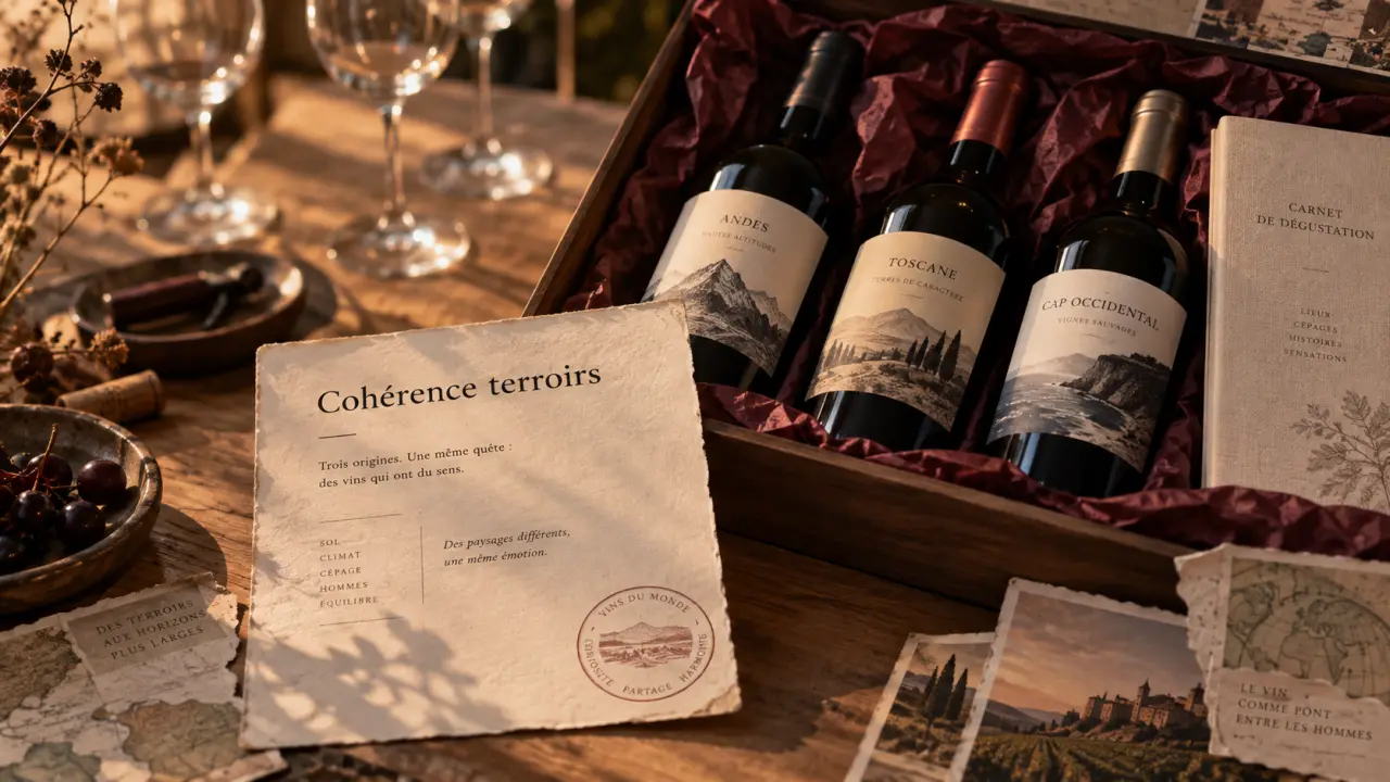 Coffret vin du monde : coffret de 3 bouteilles pour voyager