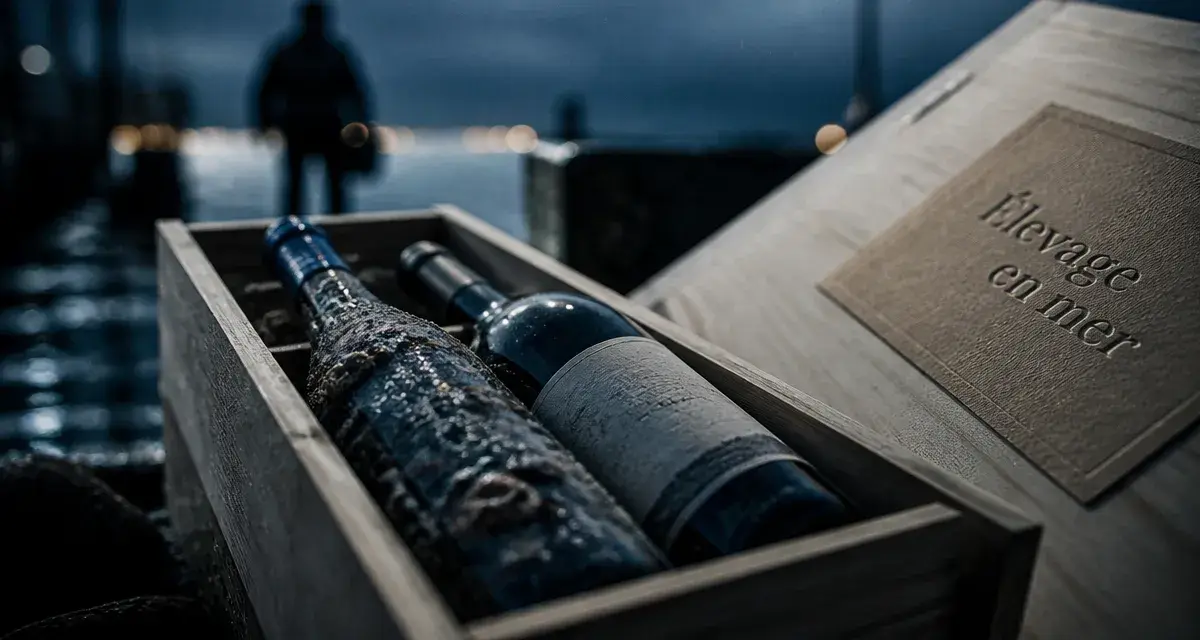 Coffret vin vieilli en mer : deux bouteilles, ambiance sous-marine