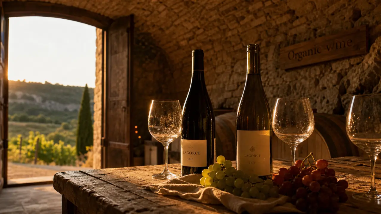 Domaine vigne vin bio en Ardèche, organic wine à Lagorce, caveau et bouteilles