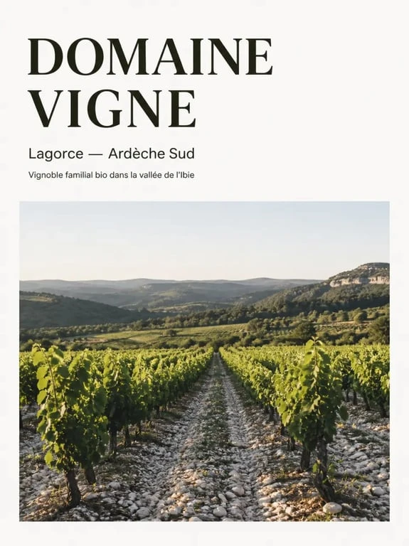 Domaine Vigne vin bio en Ardèche organic wine : vue du vignoble familial à Lagorce dans la vallée de l’Ibie