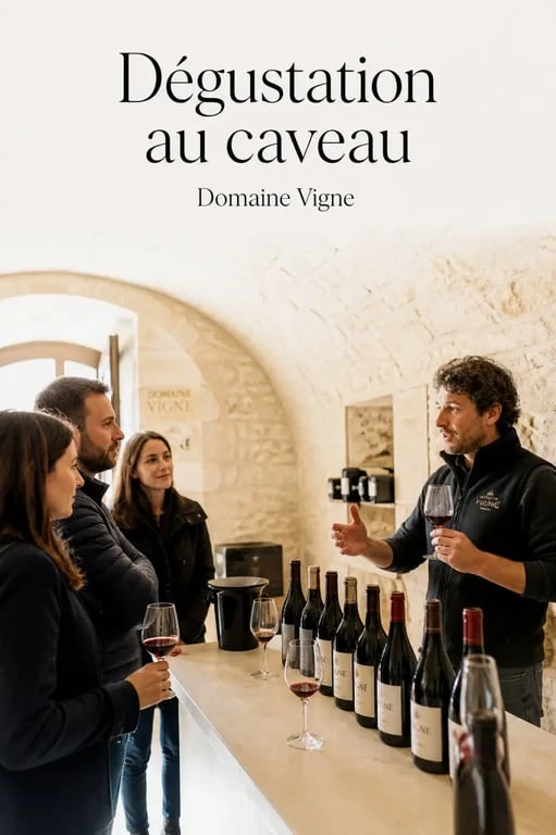 Domaine Vigne vin bio en Ardèche organic wine : dégustation au caveau dans les caves voûtées de Lagorce