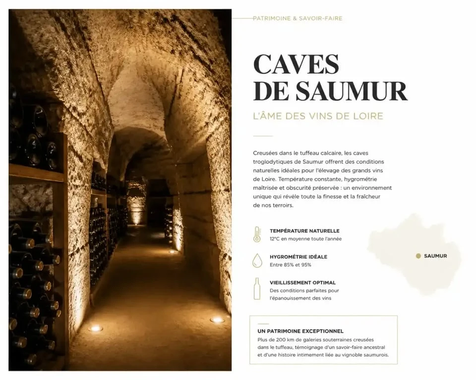 Cave troglodytique à Saumur pour une dégustation de vin de Loire