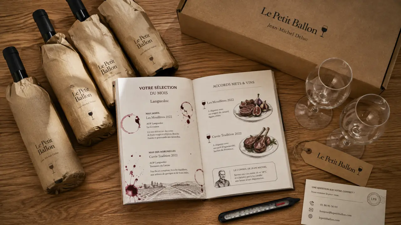 Le petit balon, box vin à offrir avec bouteilles et guide de dégustation