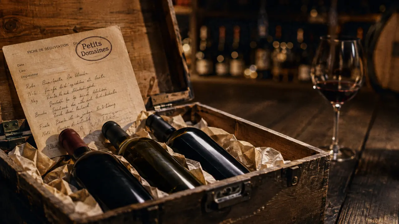 Les petits domaines : coffret vin vignerons ou box en cave, fiche de dégustation
