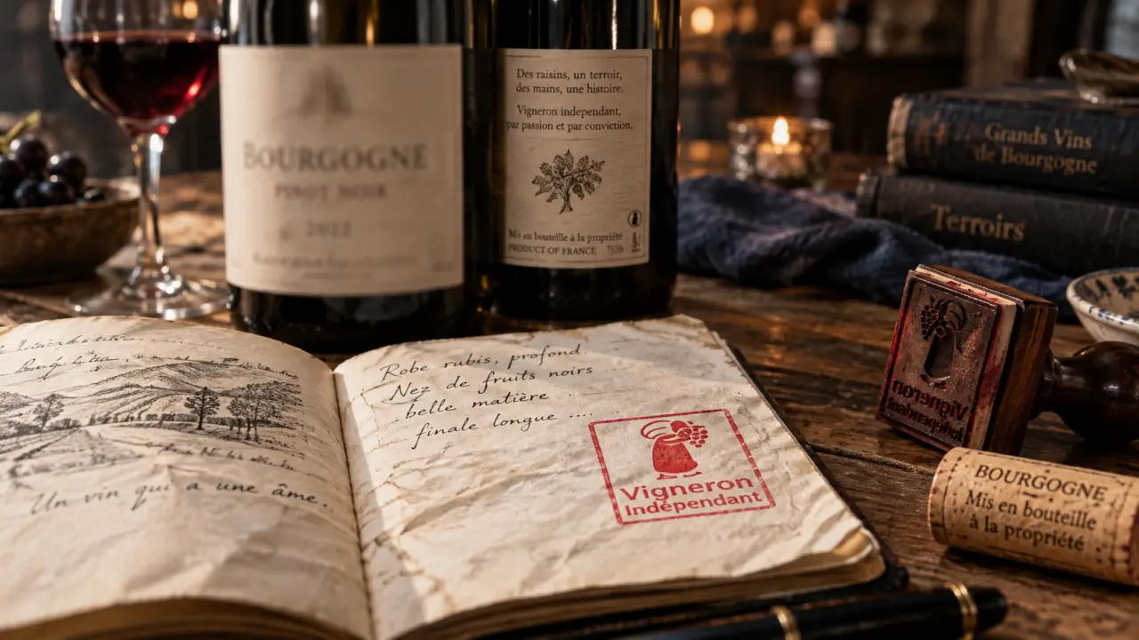 Logo vigneron indépendant sur carnet de dégustation