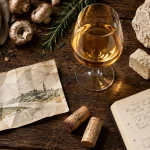 Saumur dégustation vin : verre, bouteille et tuffeau en cave troglodytique
