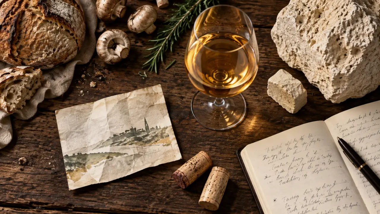 Saumur dégustation vin : verre, bouteille et tuffeau en cave troglodytique