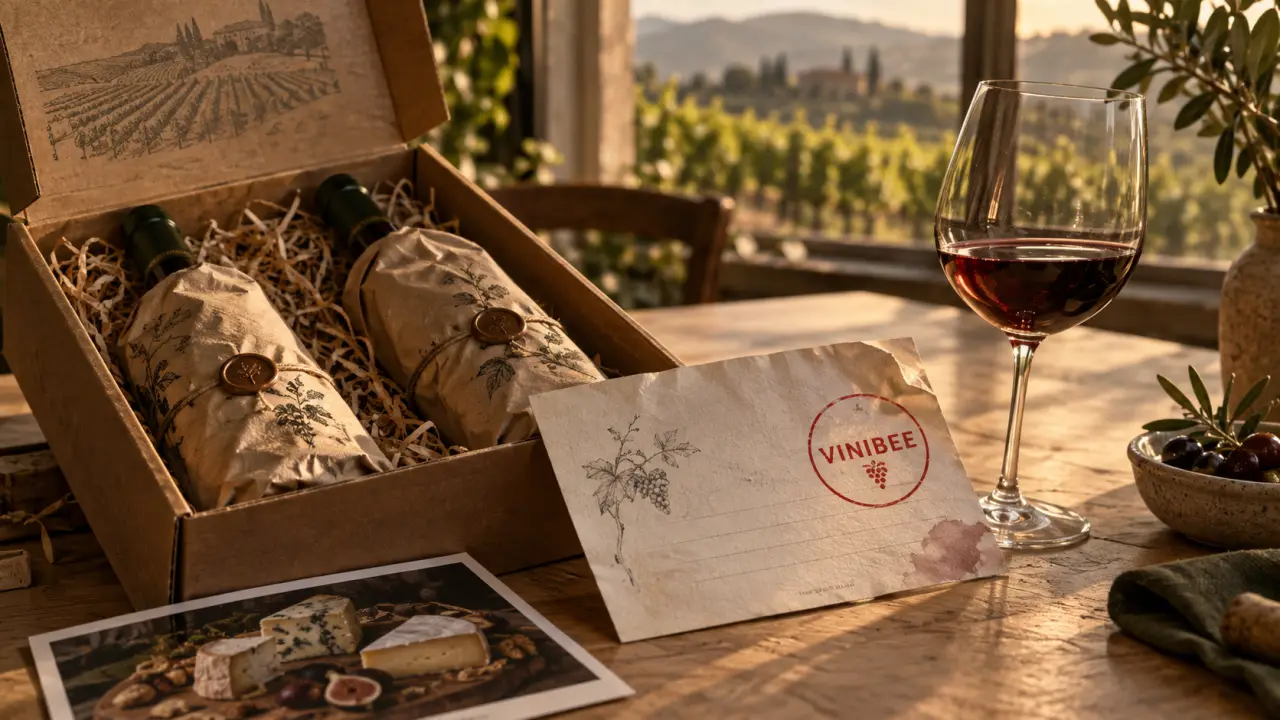 Vinibee : box vins bio avec vignerons indépendants, bouteilles kraft et fiche de dégustation