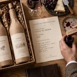 Wine box prestige : coffret chic et fiche de dégustation sur table