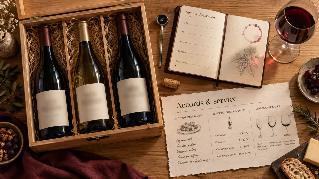 Winebox ouverte avec bouteilles, accords & service avant abonnement