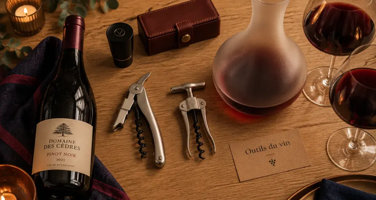 Accessoire vin : couteau sommelier, tire-bouchon et carafe