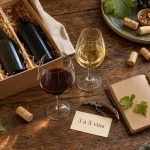 Coffret cadeau week end degustation vin : verres, carnet et vin près des vignes
