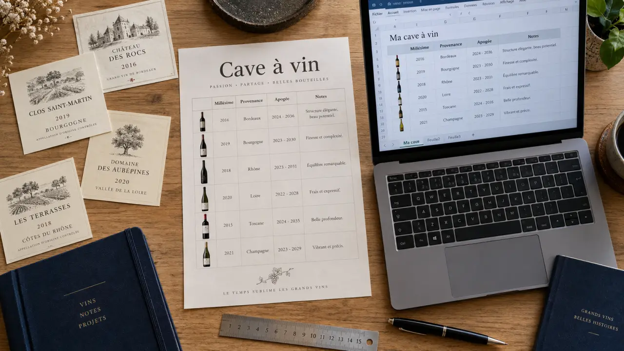 Gestion cave à vin windows 10 : tableur pour suivi bouteilles (millésime, provenance, apogée)