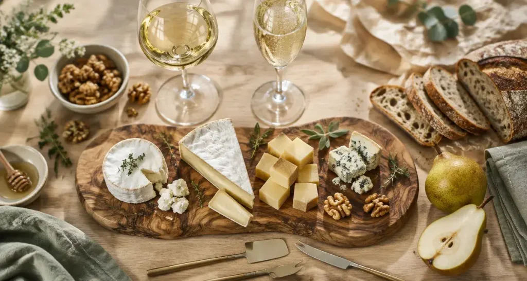 Guide pour accorder les vins et les fromages pour un apéritif : vin blanc et fromages