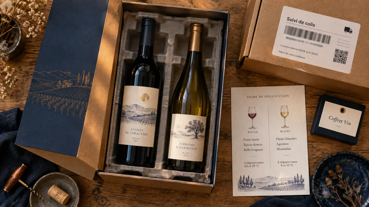 Livraison coffret cadeau vin : calage anti-casse