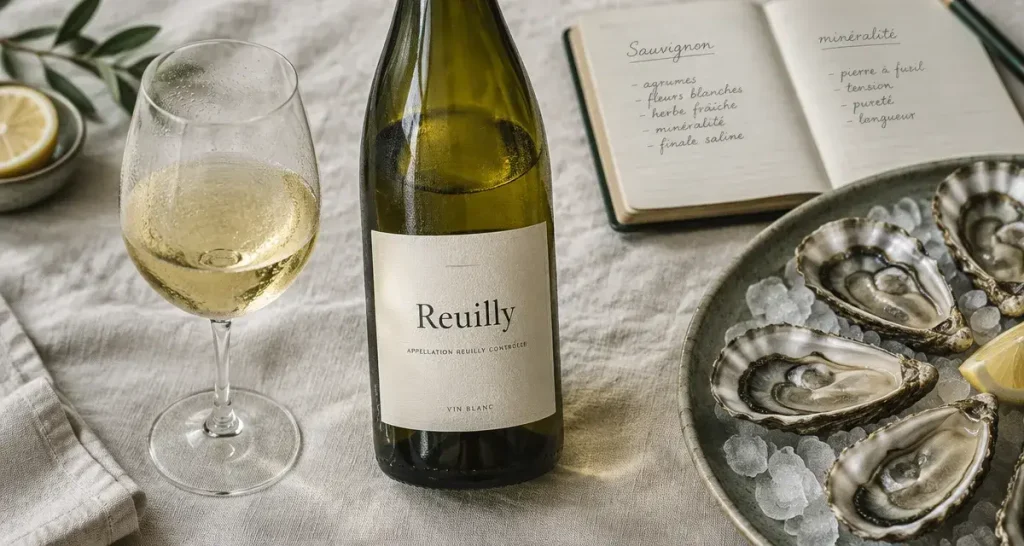 Reuilly vin blanc, Sauvignon de Loire, huîtres et minéralité