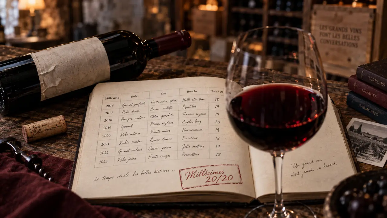 Tableau millésime vin hachette sur une table pour choisir un vin